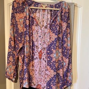 paisley purple and blue Lucky Brand blouse